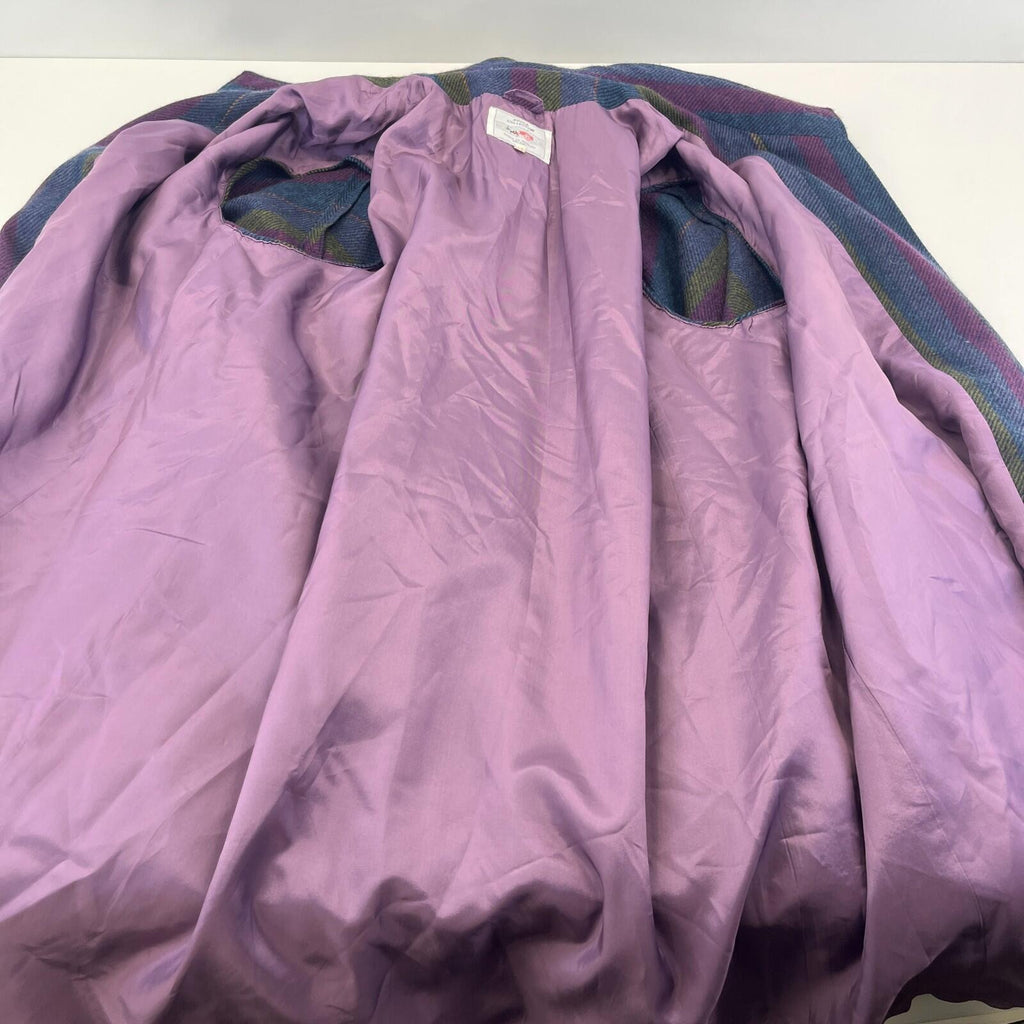 Avoca Collection Cape Coat Poncho Cloak size M Blue/Purple/Green +Attached Scarf
