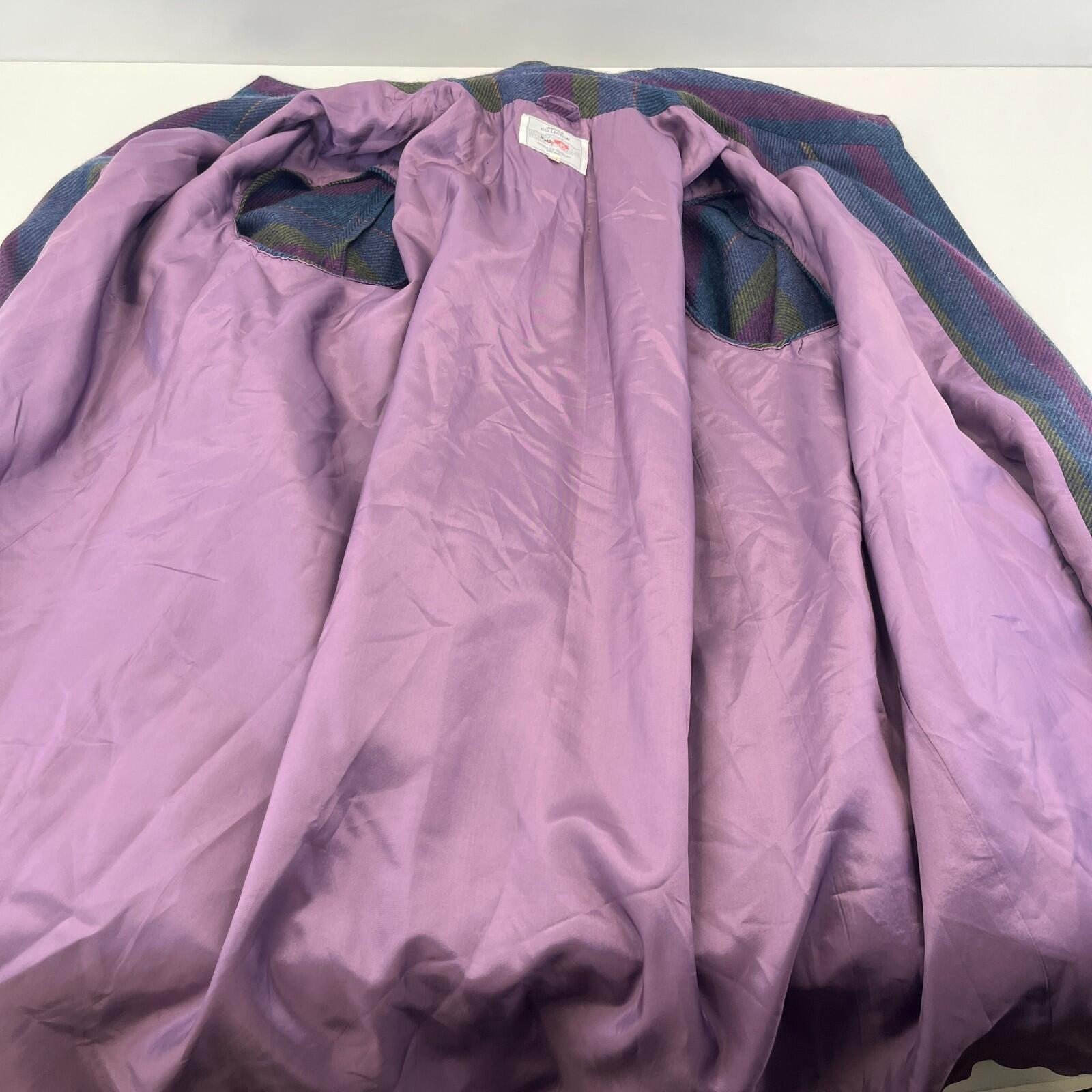 Avoca Collection Cape Coat Poncho Cloak size M Blue/Purple/Green +Attached Scarf
