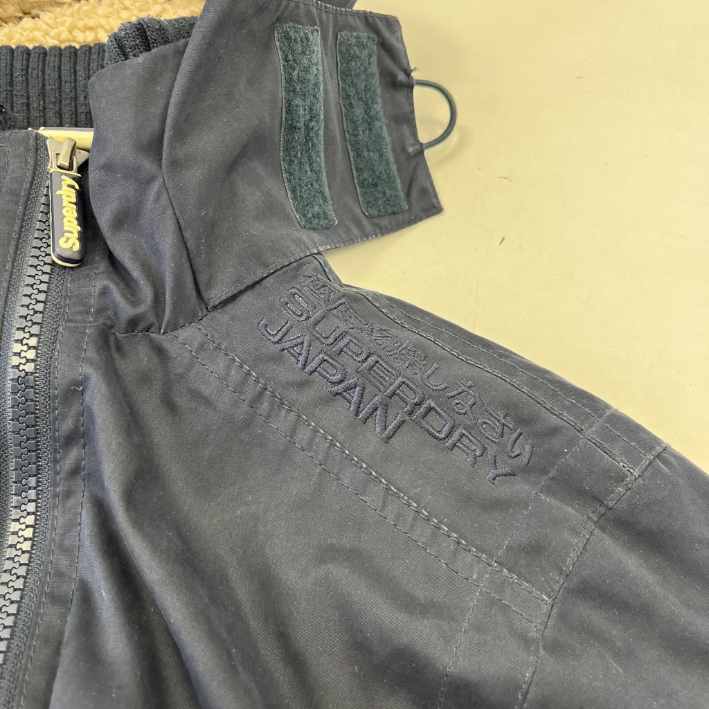 Superdry The Windbomber Sherpa Fleece Lined Jacket Casual Black Windproof size L