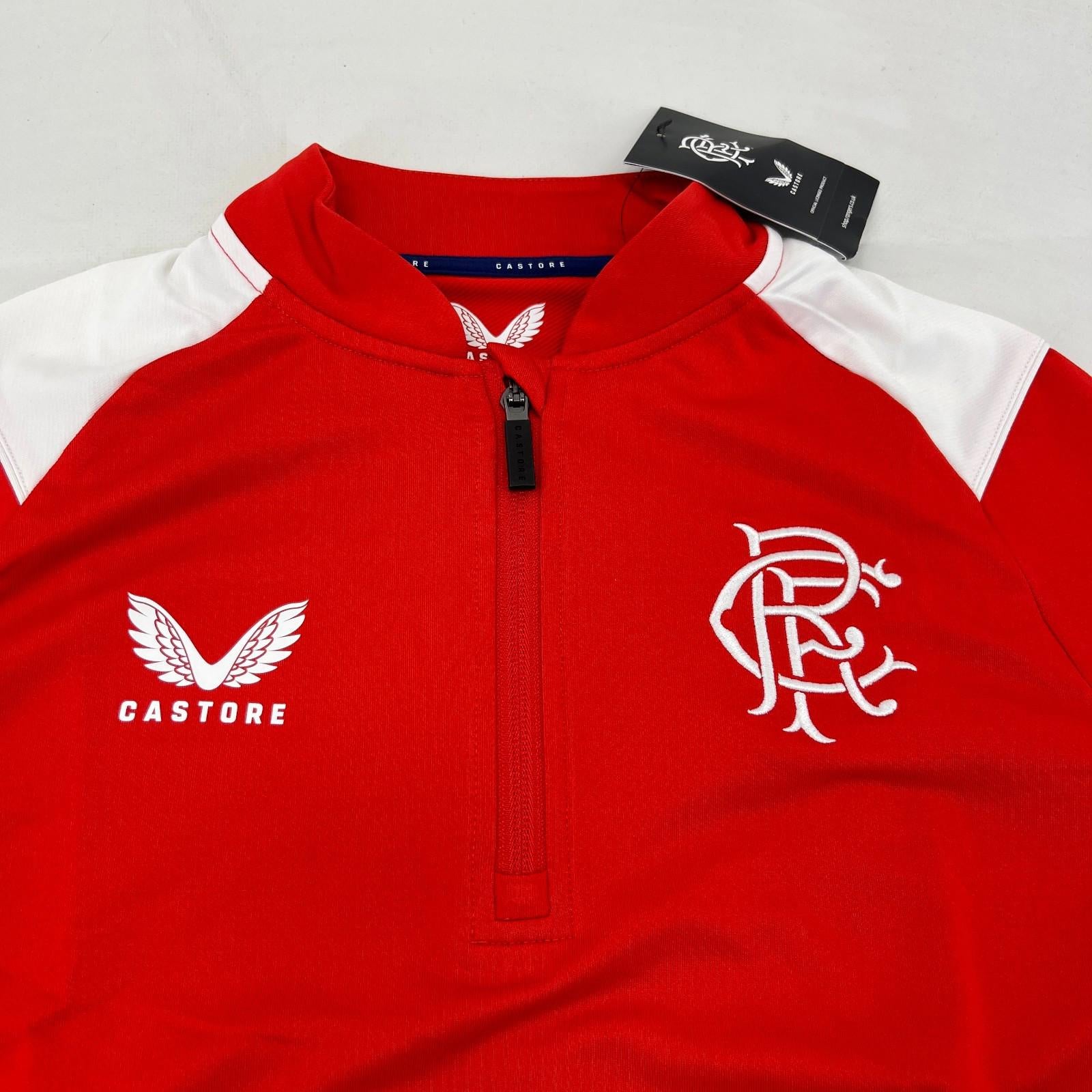 Rangers Castore Match Day Quarter Zip Top Womens size Medium Red Long Sleeve New
