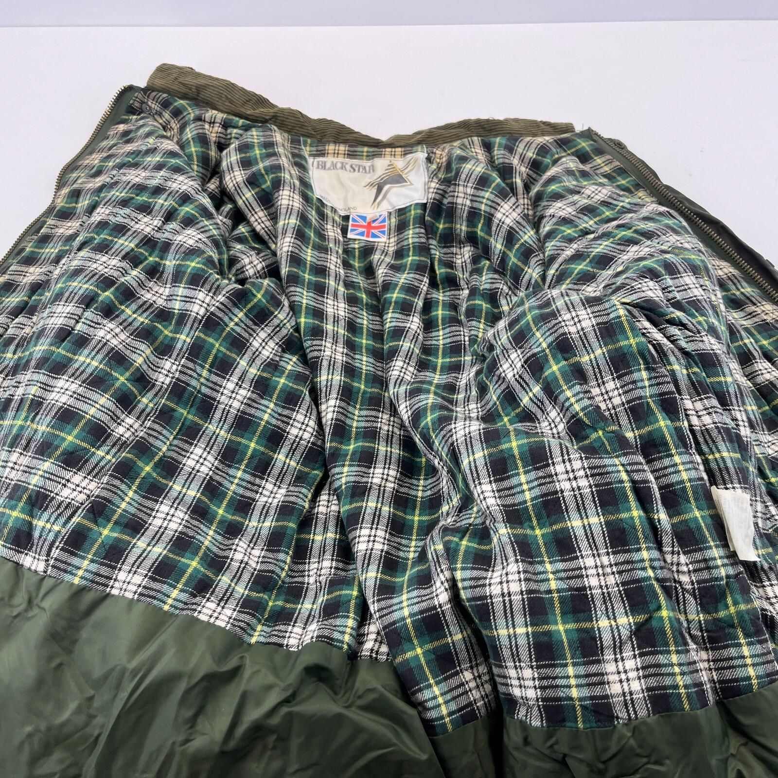 Black Star Men's Insulated Wax Jacket in Green size XL Utility Retro Waxed Coat