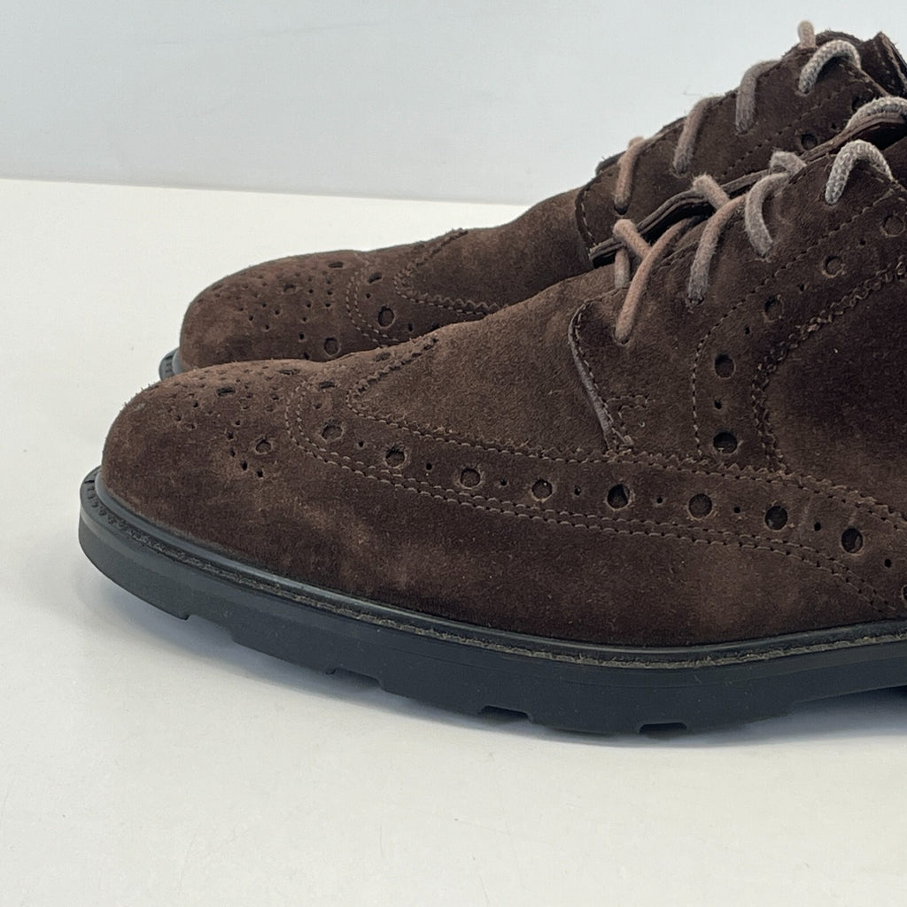 Hotter Defender Mens Dark Brown Suede Brogue Shoes Size UK 7.5 - Near Mint