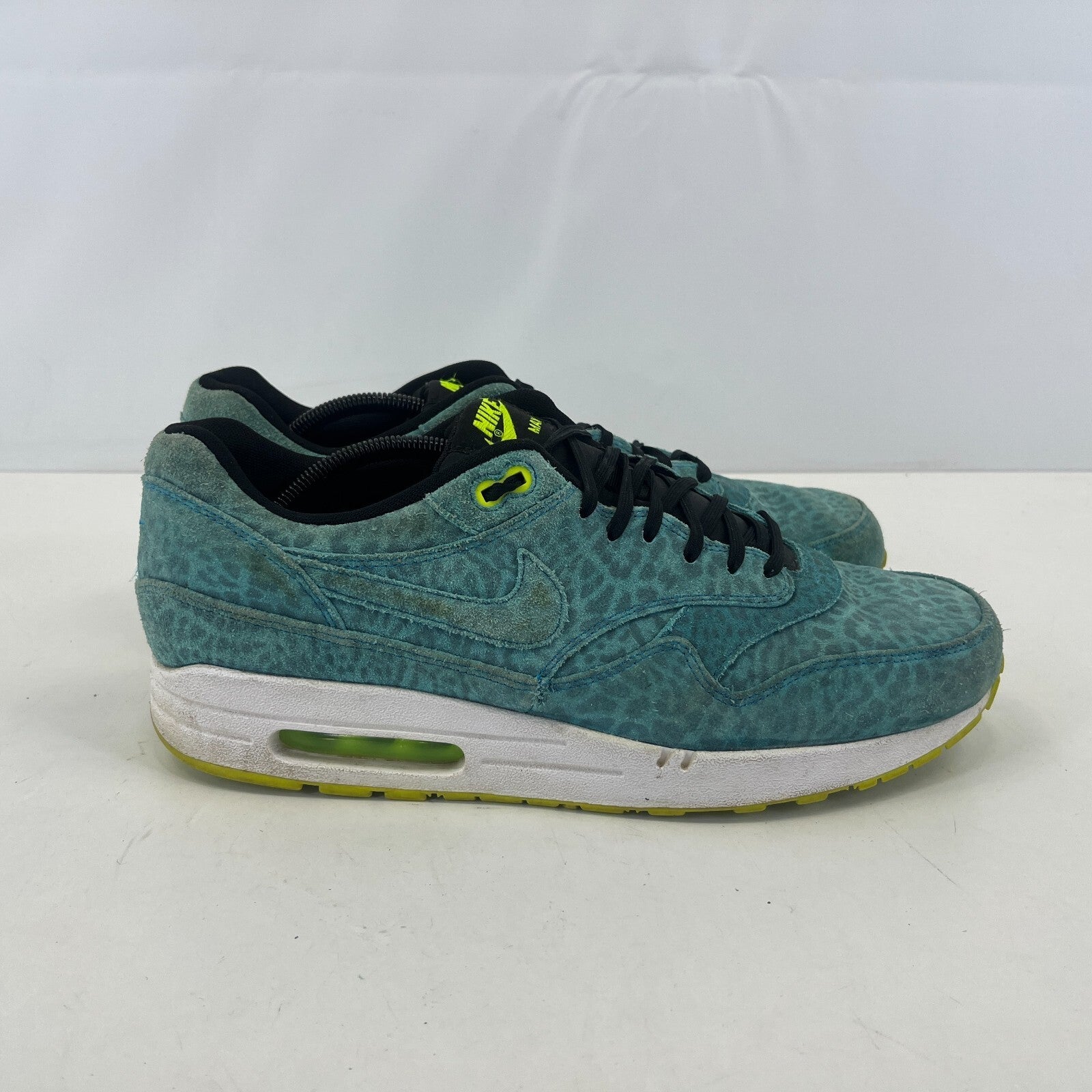 Nike Air Max 1 Blue Leopard Print Aquamarine Suede size UK 11 - EU 46