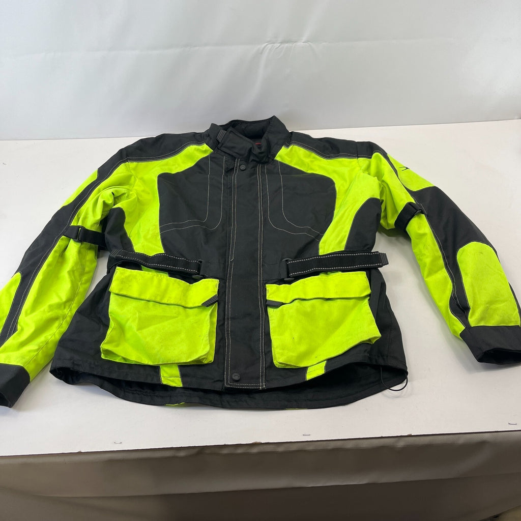 Crane Road Motorcycle Jacket Mens Black/Fluro with Removable Lining size XL