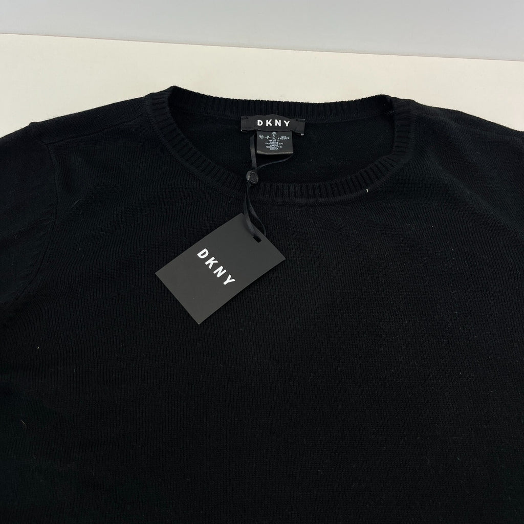 DKNY Women's Tight Knit Jumper Sweater size Large in Black with Spellout