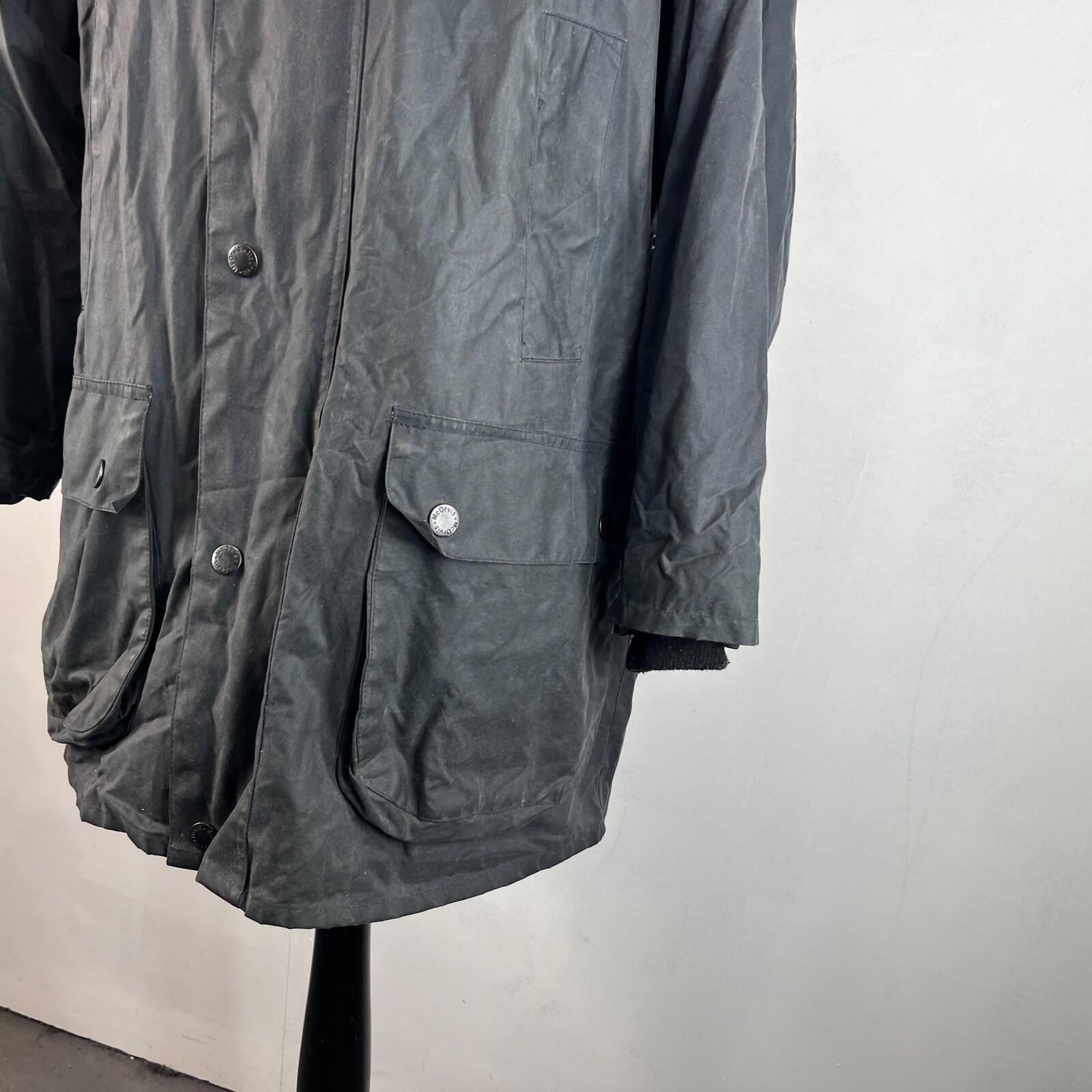 Mc Orvis Wax Jacket Mens size M Black Waxed Coat Made in the UK