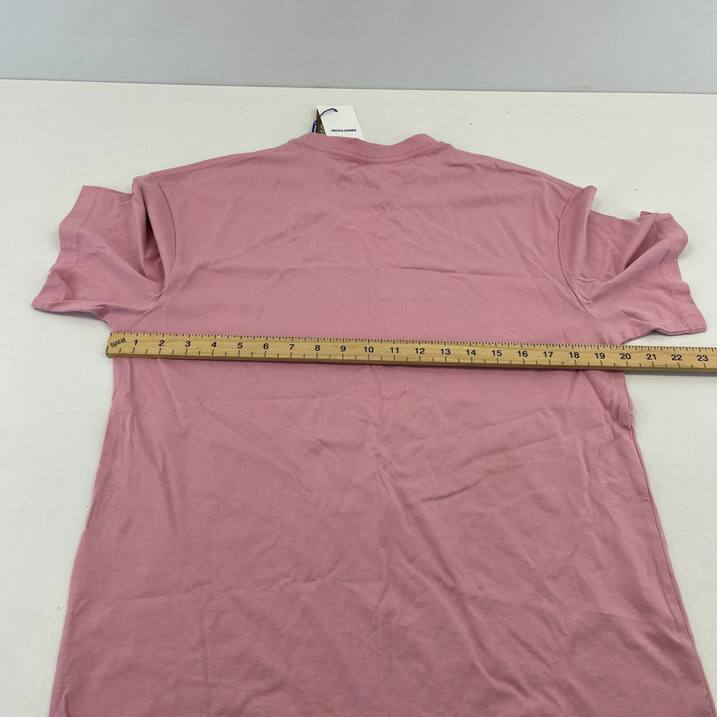 Jack & Jones Original Logo T-shirt Mens Crew Neck Print Cotton Tee Pink size M