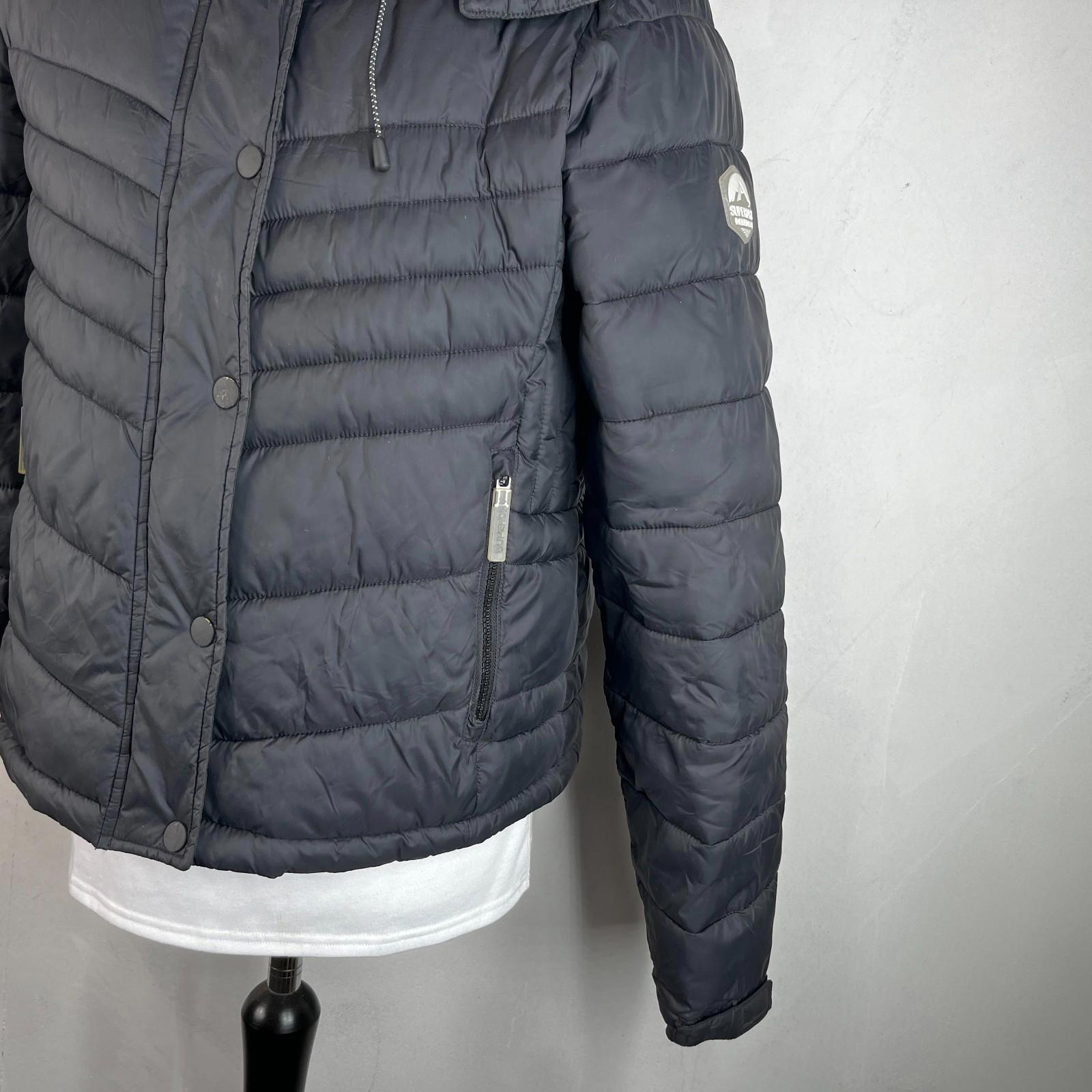 Superdry Original Fuji Puffer Jacket Women's Black Hooded UK size 18