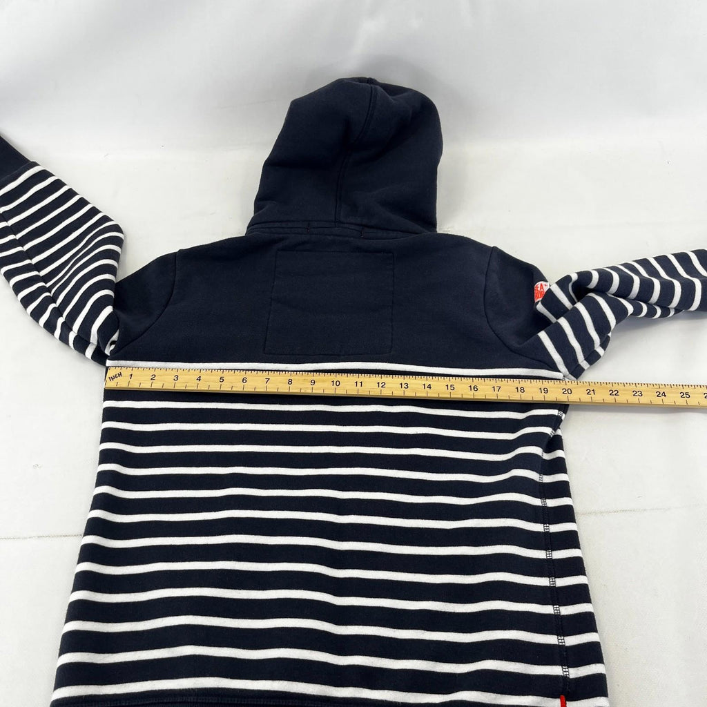 Superdry Sweatshirt Hoodie Navy Blue Striped Full Zip UK Women's size XL