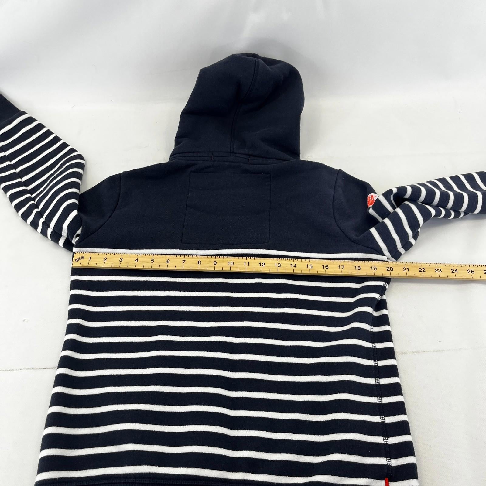 Superdry Sweatshirt Hoodie Navy Blue Striped Full Zip UK Women's size XL