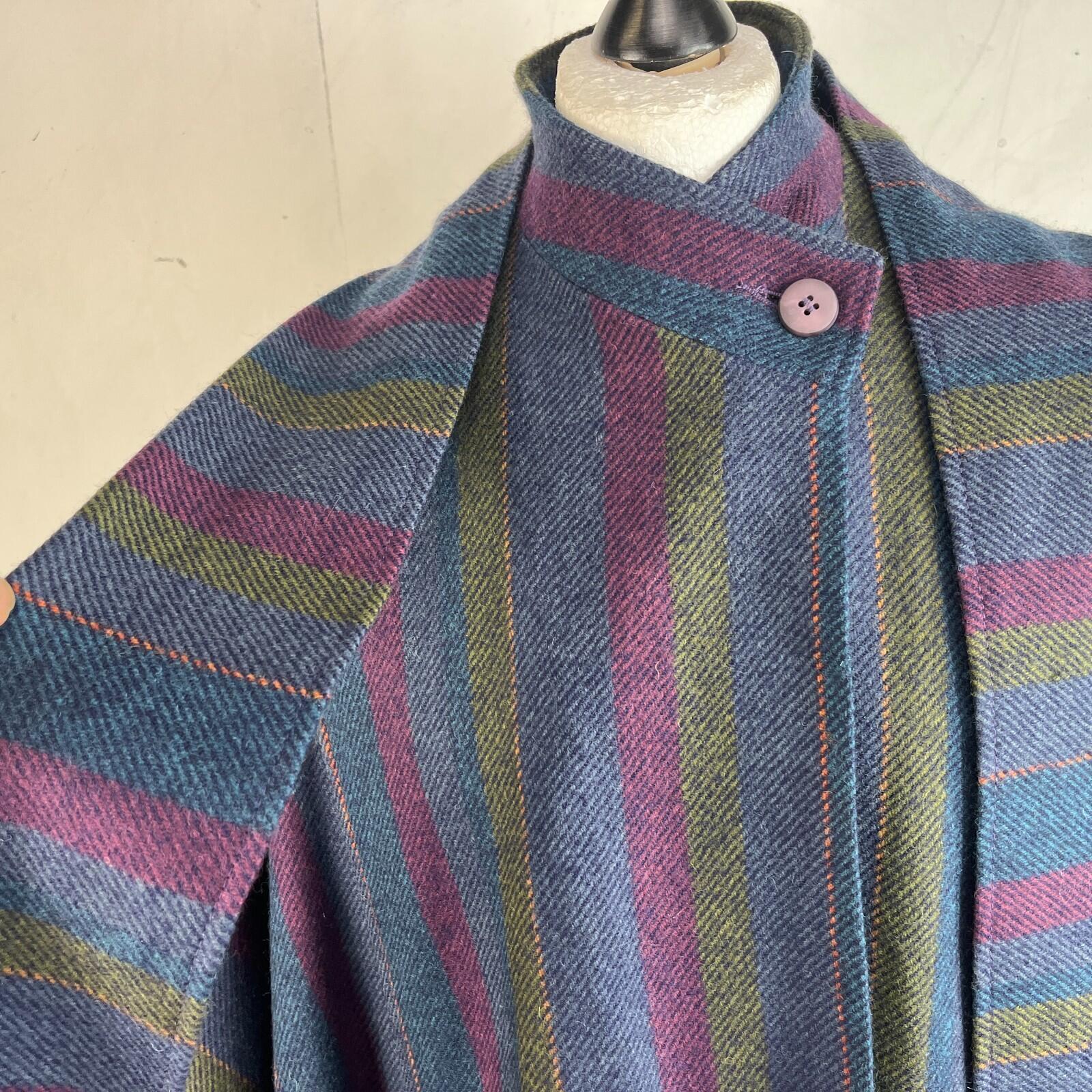 Avoca Collection Cape Coat Poncho Cloak size M Blue/Purple/Green +Attached Scarf