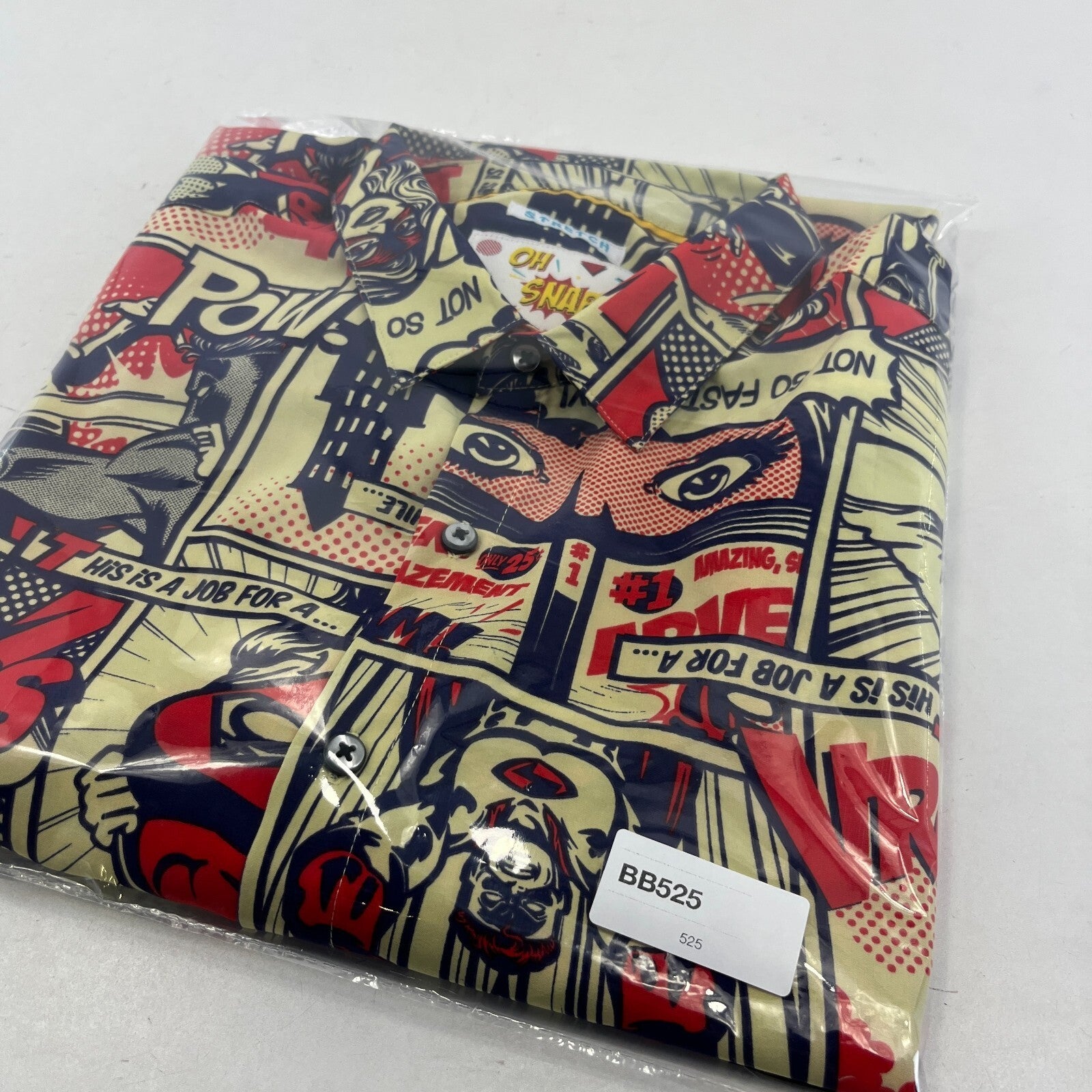 Oh Snap! Drill Clothing Co Shirt Men's size XL 90s Comic Pop Art Button-Up