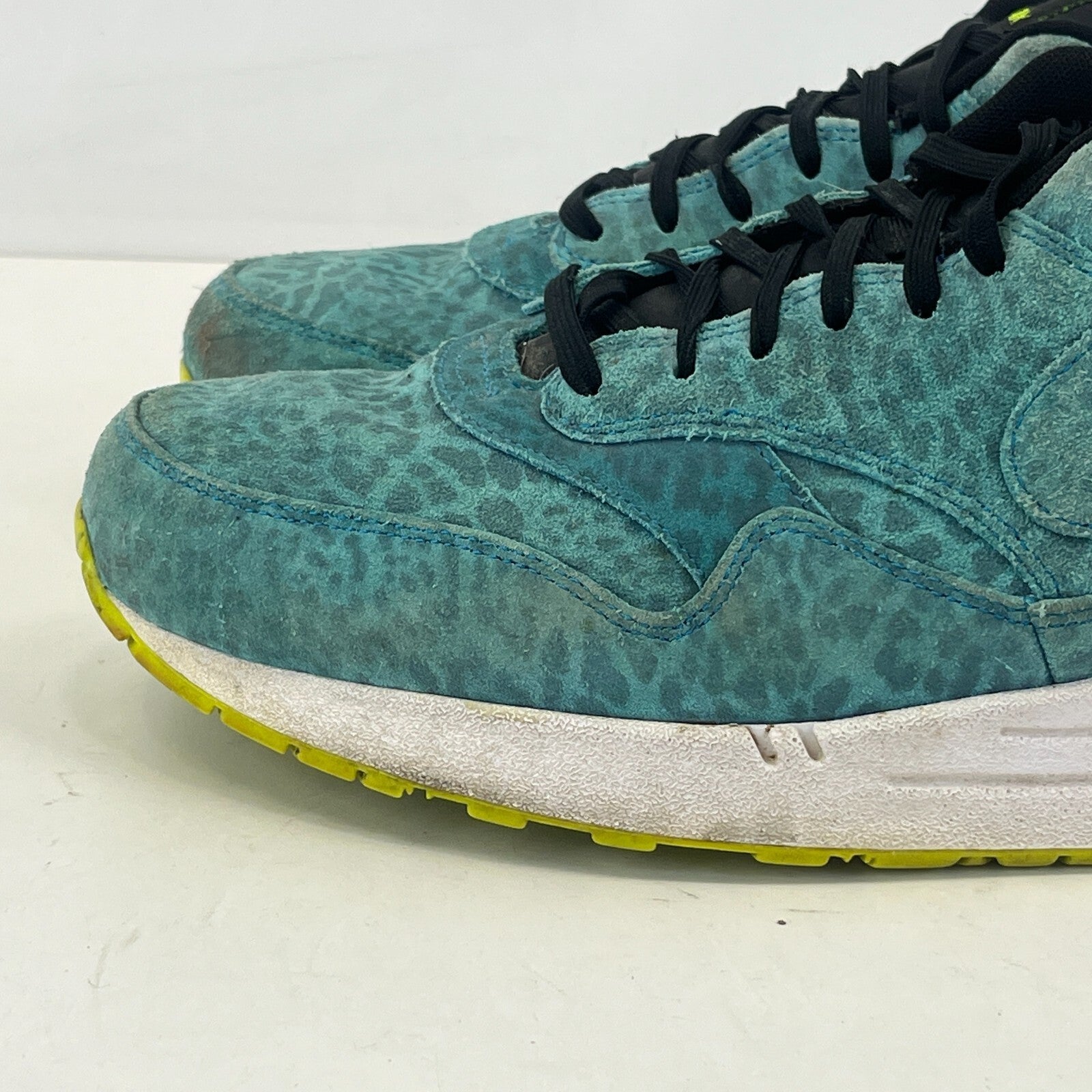 Nike Air Max 1 Blue Leopard Print Aquamarine Suede size UK 11 - EU 46