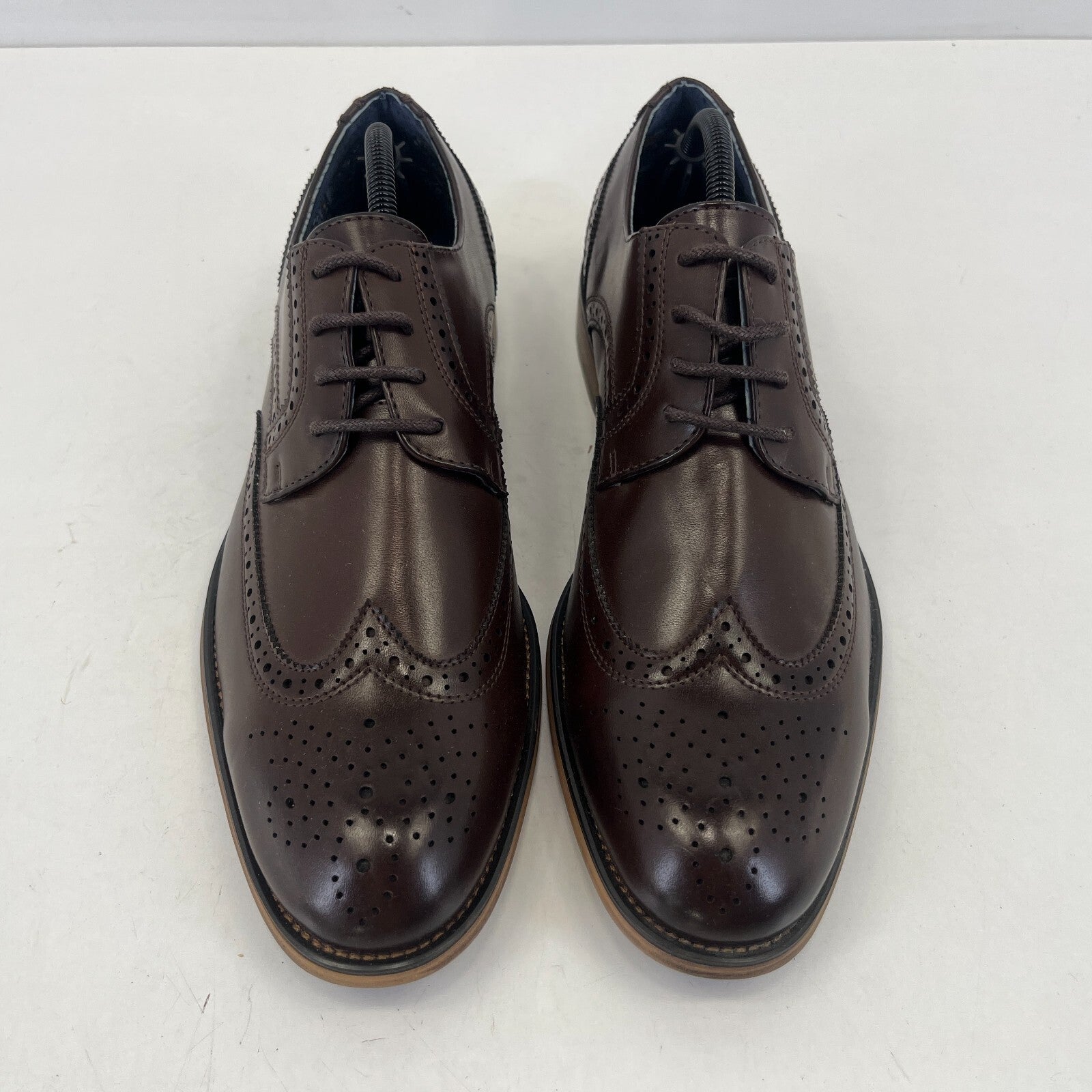 Bruno Marc New York Men's Dark Brown Leather Lined Dress Shoes UK 8.5 EU 42.5