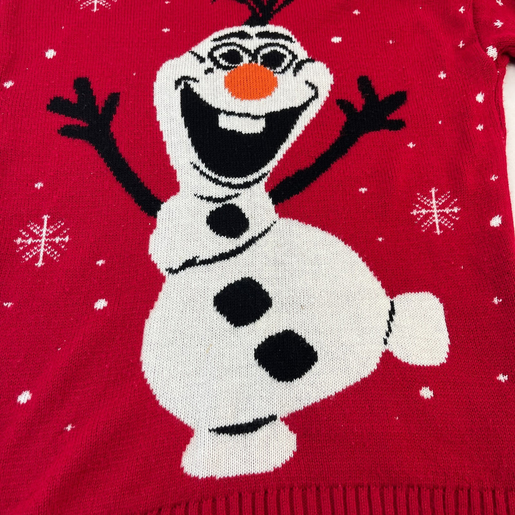 Disney Frozen Olaf Christmas Fair Isle Knit Jumper Red Kids size XL
