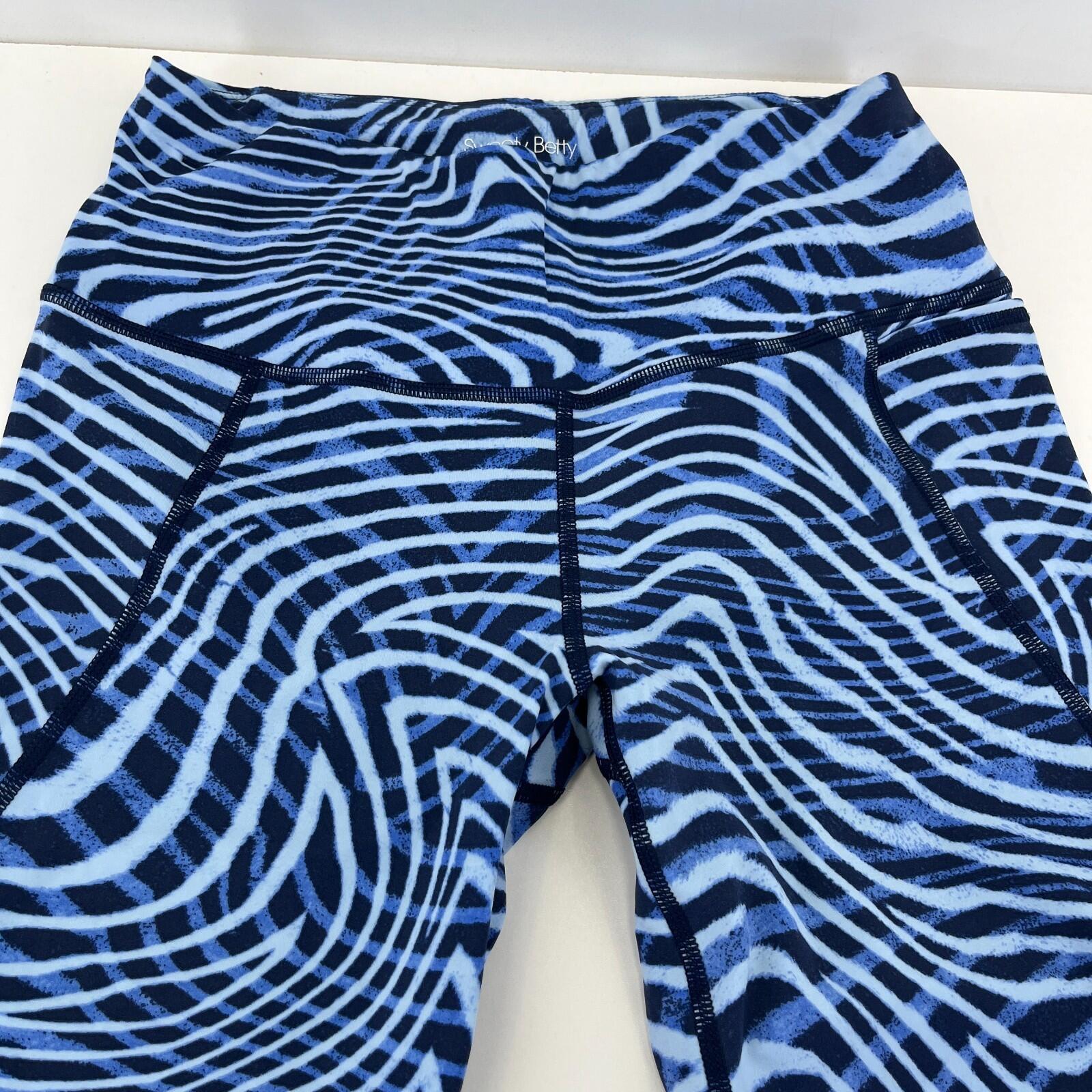 Sweaty Betty Power Gym Leggings in Zebra Print Blue Running Yoga Women's size XS