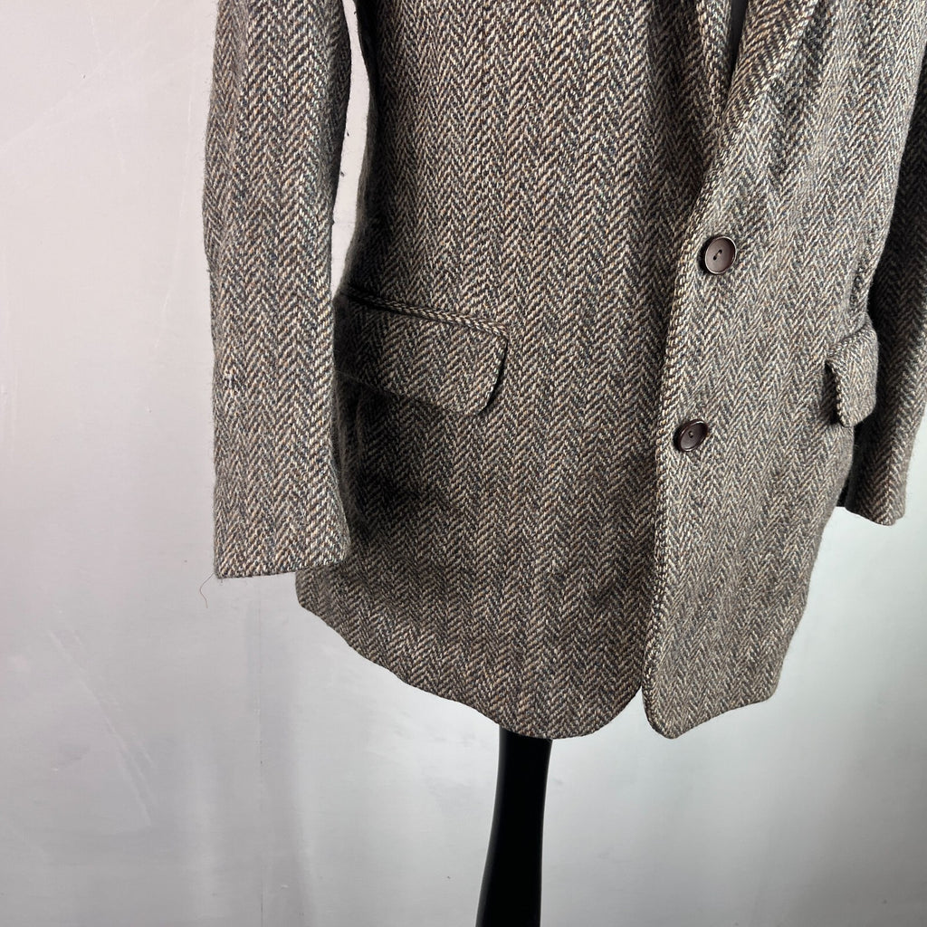 Crombie Men's Brown Herringbone Pure Wool Blazer size Medium
