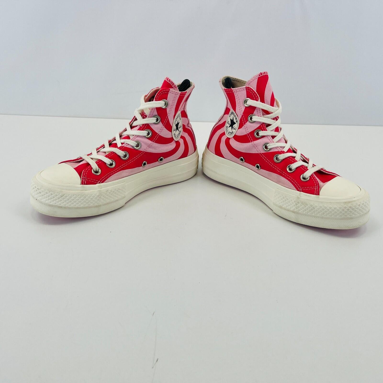 Converse All Star Chuck Taylor Hi-Top Pink/Red Strawberry Swirl Trainers UK 3