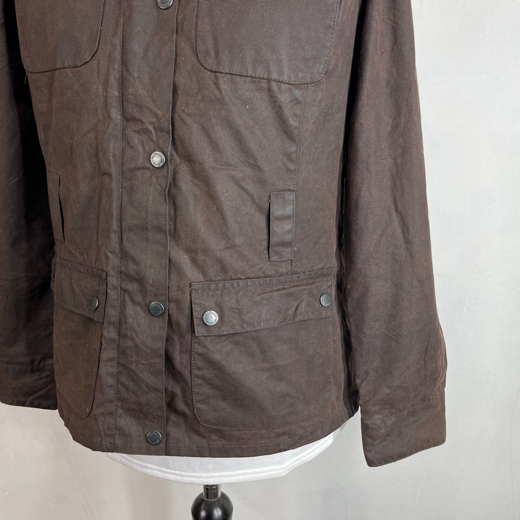 Mc Orvis Wax Jacket Womens size S Brown Country Coat with Corduroy Collar