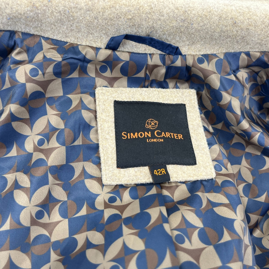 Simon Carter London Coat Mens 42R (Large) Oatmeal Beige Outdoors Office Smart Jacket