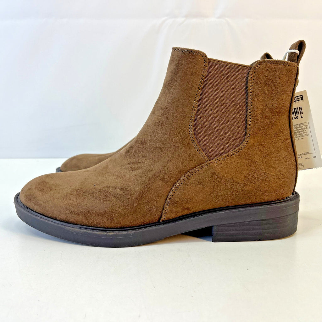 M&S Women’s Vegan Faux Suede Almond Toe Ankle Chelsea Boots Brown UK 5 EU 38