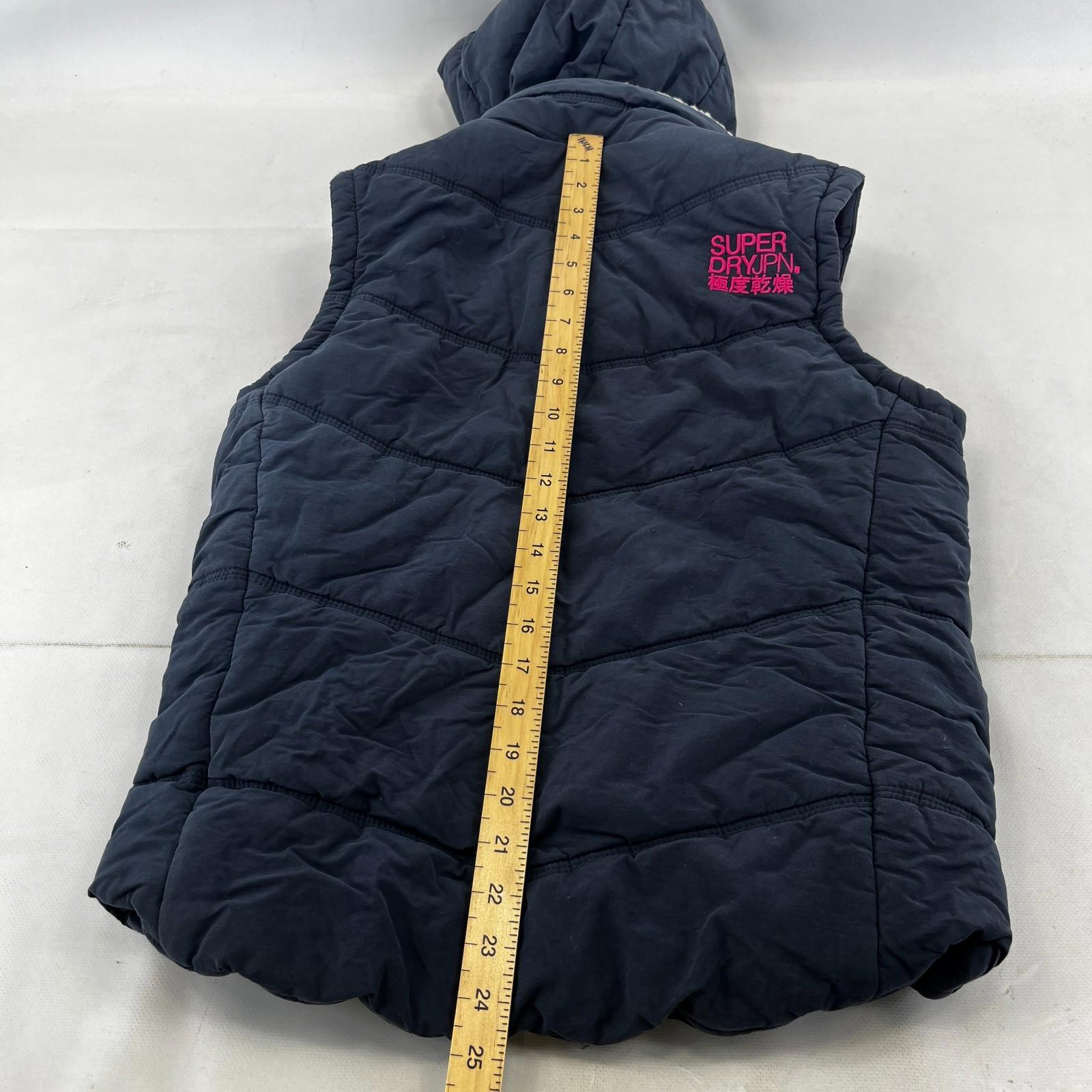 Superdry Alpine Sport Womens Gilet size L Blue Body Warmer Vest Sherpa Collar