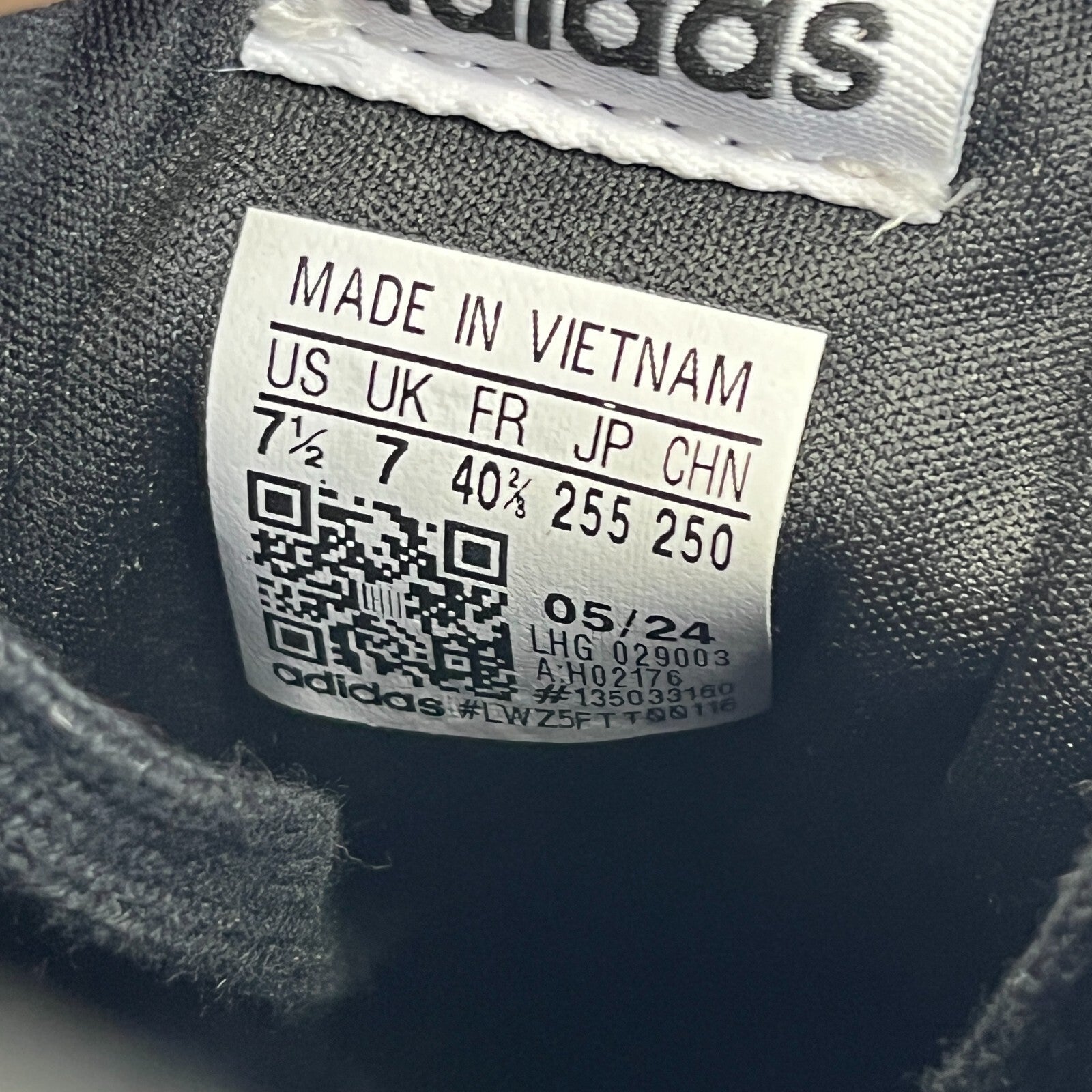 Adidas Court Tourino Trainers Black on White size UK 7 - EU 40 2/3
