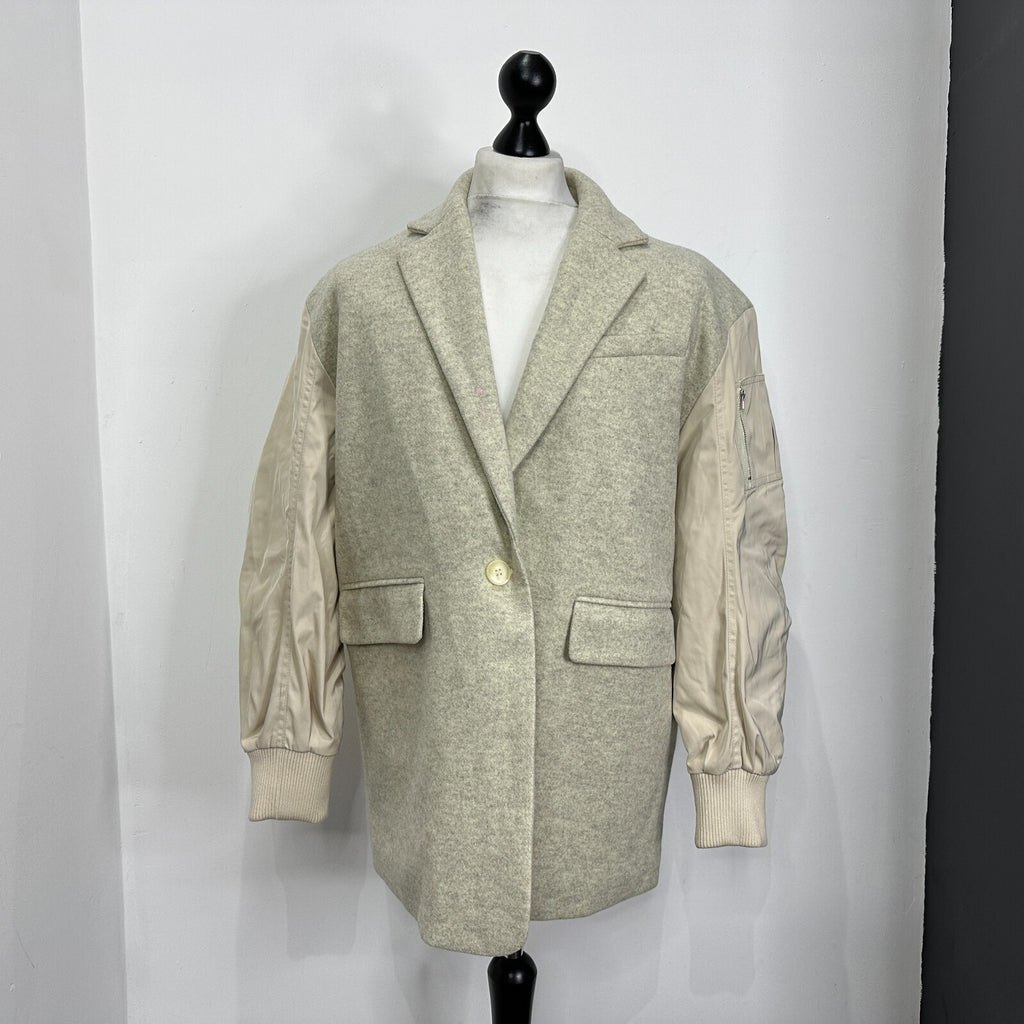 Nasty Gal Oversized Coat Jacket in Cream UK size 10 - Quilt Lined & Super Soft