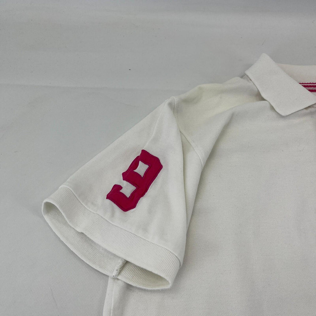 Polo Wear Men's White Polo Shirt Big Pony & Numbered Sleeve size XL Slim
