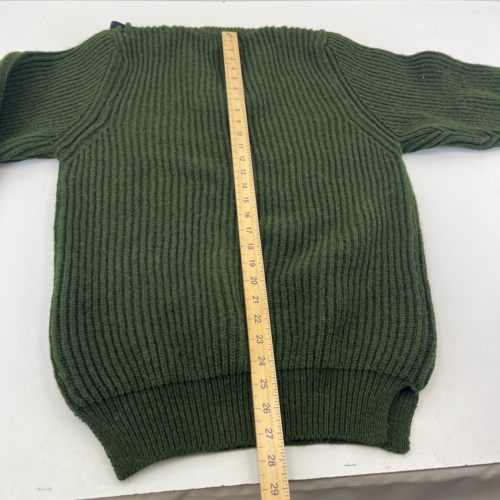 Brenire British Army WO1 RSM Green Ribbed Wool Jumper Made in Scotland size M