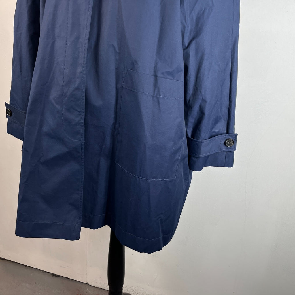 M&S Mid Length Trench Coat Navy Blue Women's UK 22 Button Front Smart Casual