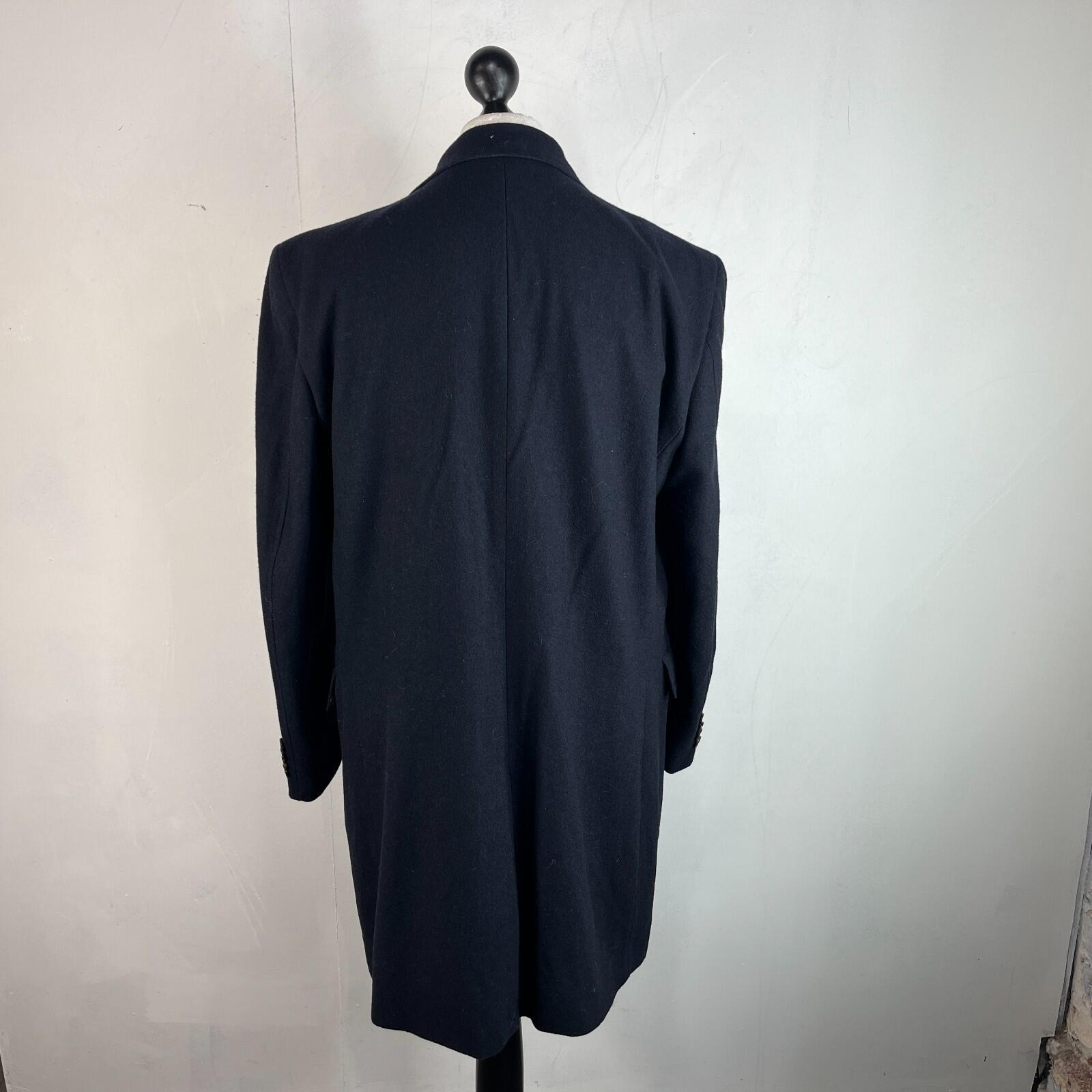 Harry Brown Men's Black Wool Blend Mid-Length Overcoat size XL Slim Fit