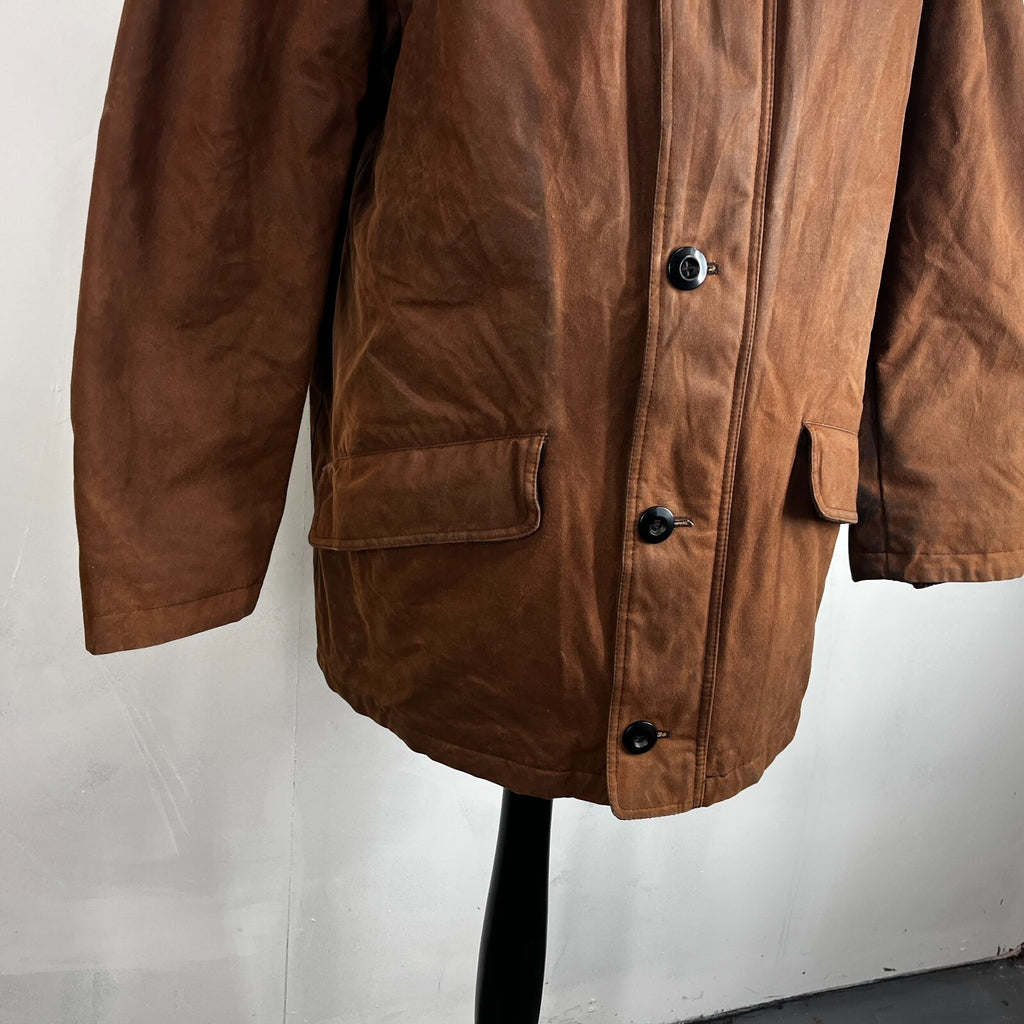 Paul R Smith Halifax Men's Wax Jacket Brown Leather Collar Waxed Cotton size 42S