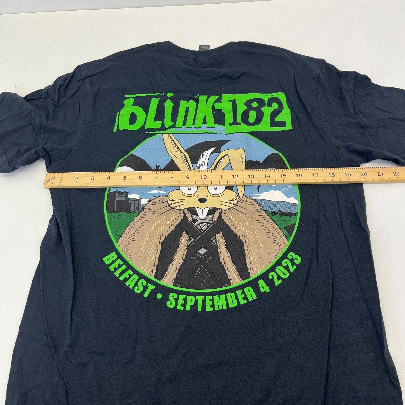 Blink 182 Belfast 2023 Tour T Shirt - Black & Green size Medium - NWOT