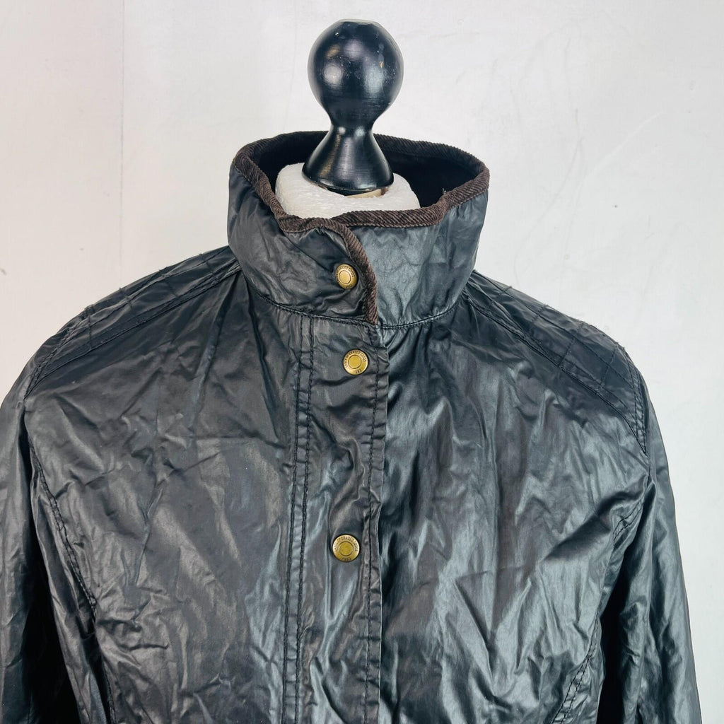 H&M Women's Wax Jacket in Black with Cord Collar size 14
