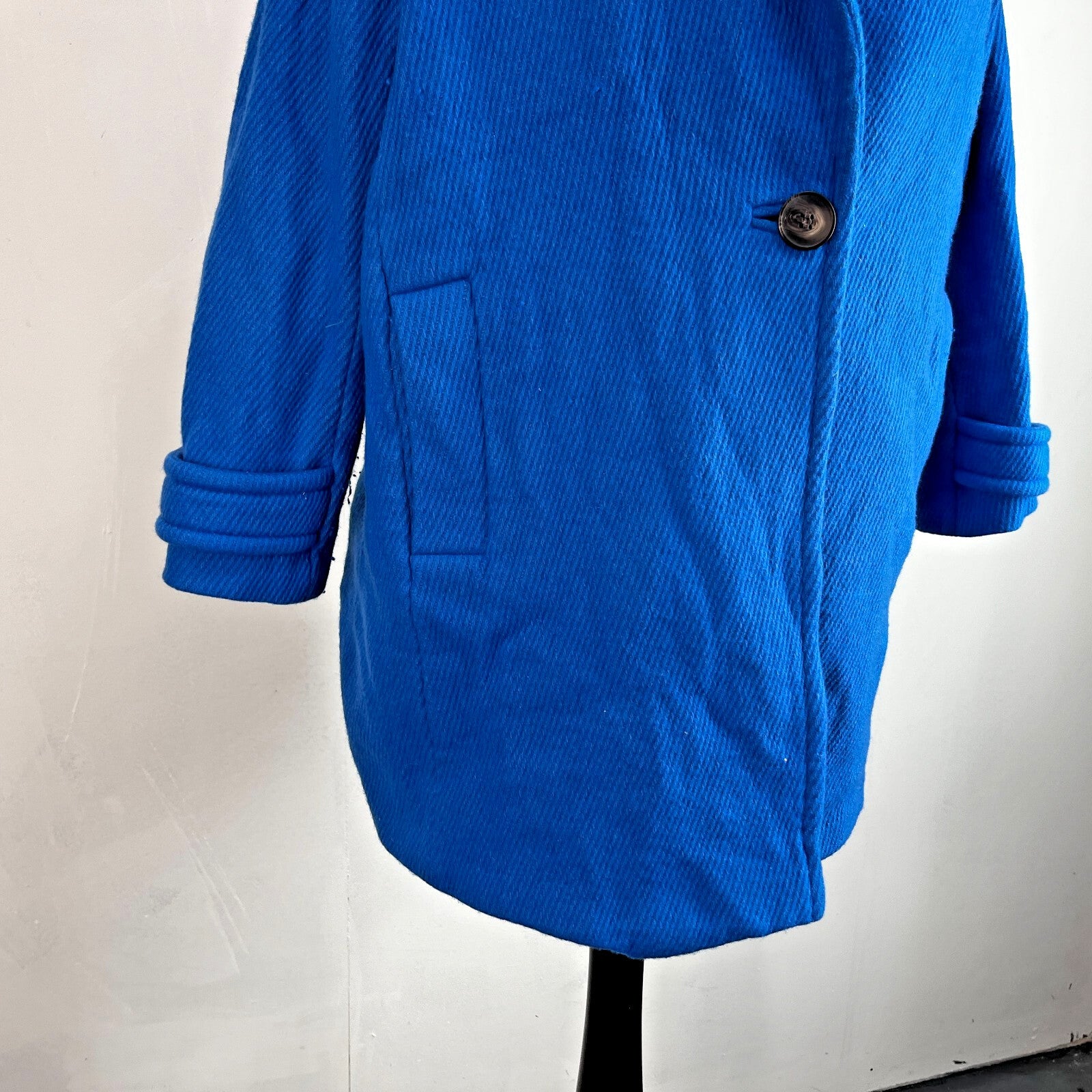 Hobbs Royal Blue Wool Blend Coat Jacket size 16 Single Button Front