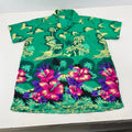 Loud Men's Green Floral Hawaiian Shirt Designer Holiday Short Sleeve size M
