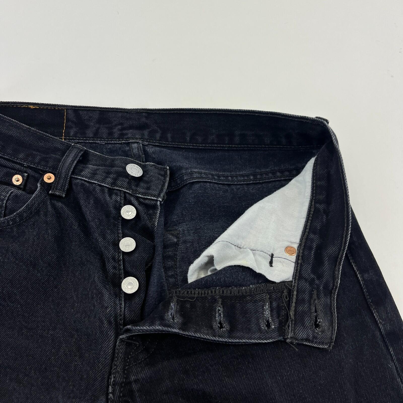 Levi 501 Jeans Black Denim Slim Straight Fit Women's W29" L30"