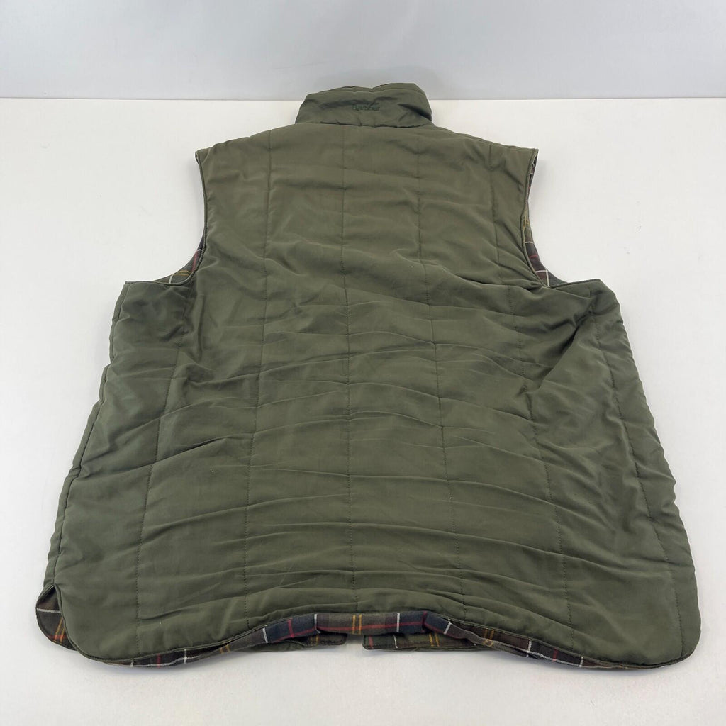 Barbour D922 Men’s Quilted Gilet size Large Green & Tartan Waistcoat England UK