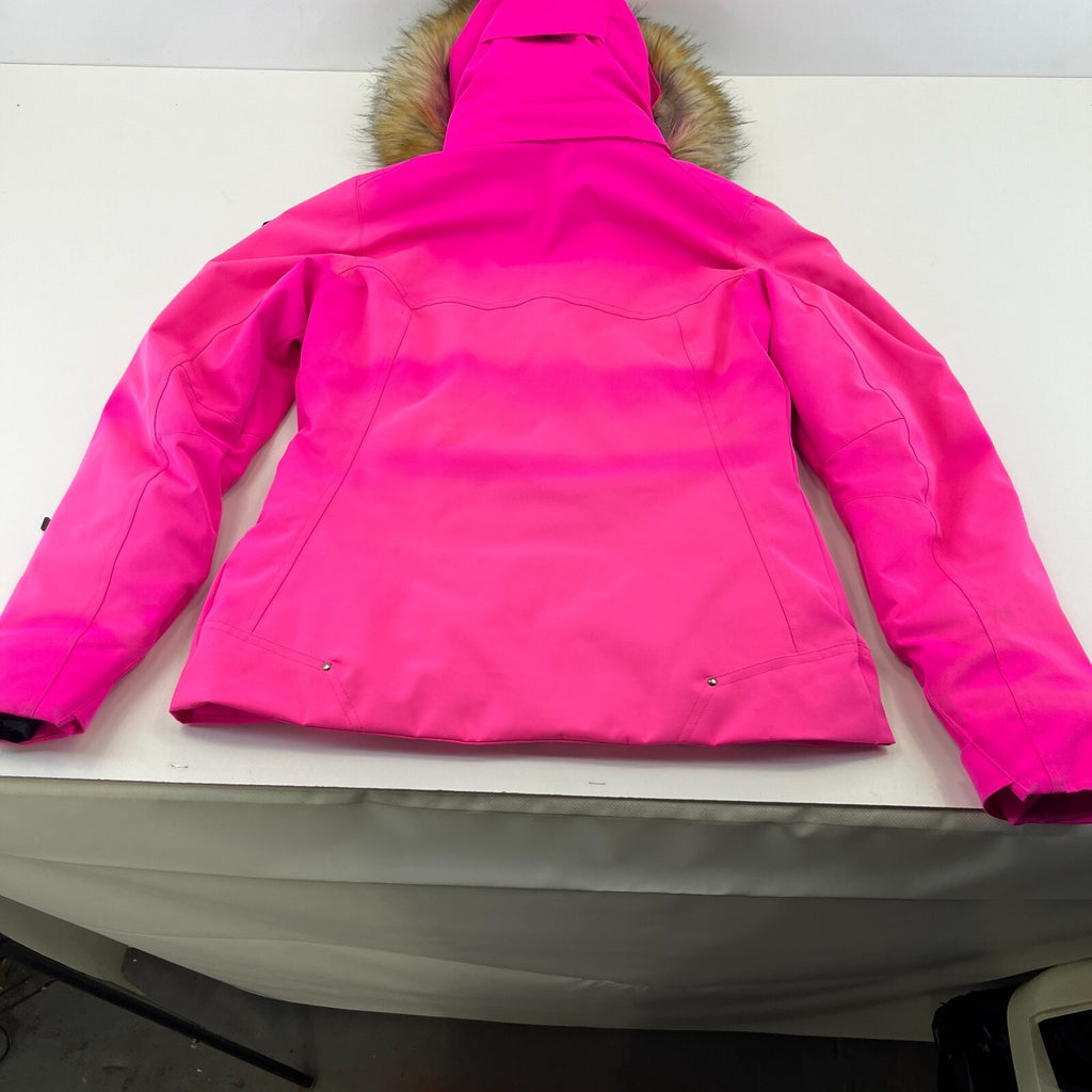 Degre 7 Women's Ski Jacket in Bright Pink with Faux Fur Fringe Hood size 38/S