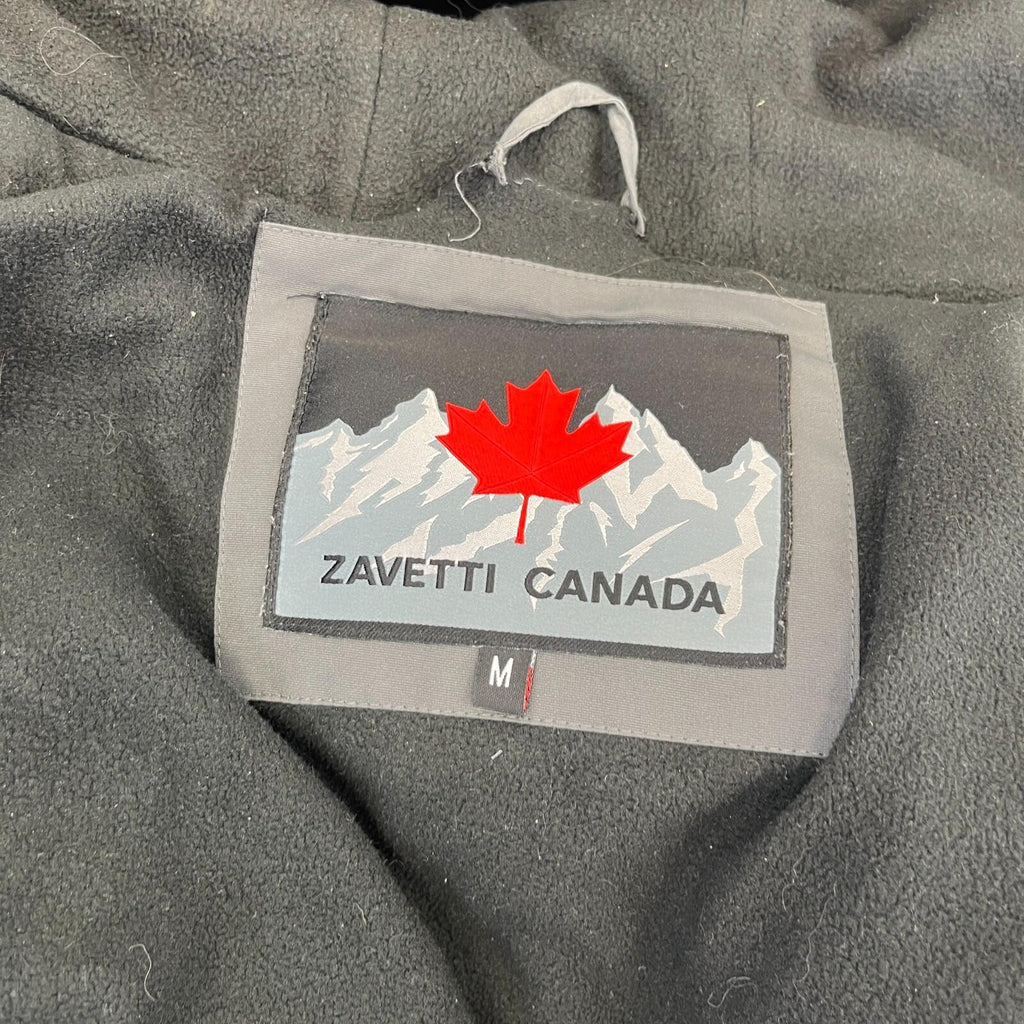 Zavetti Canada Winter Coat Dark Grey Faux Fur Fringe Hood size Medium