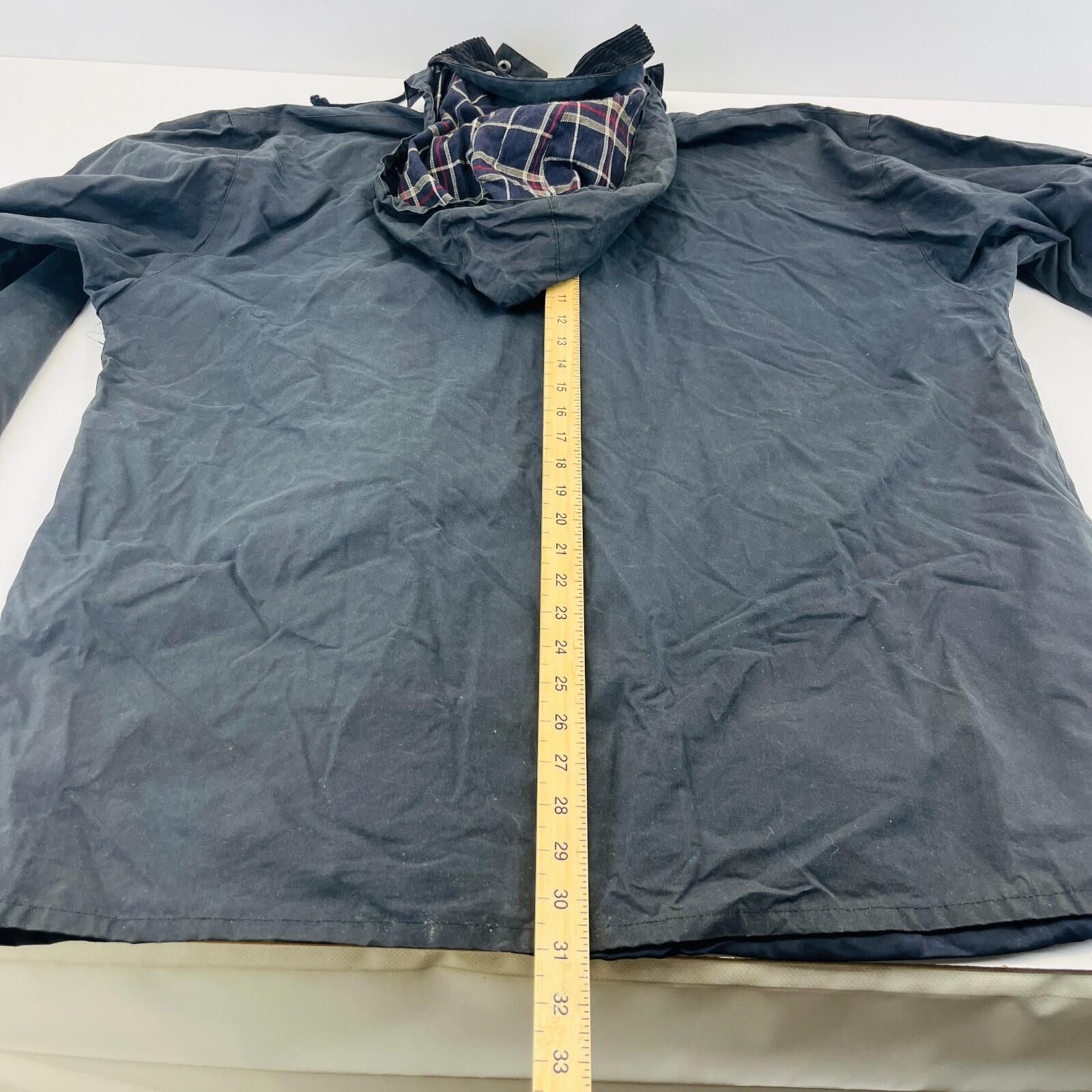 Mc Orvis Wax Jacket Mens size Large Black Waxed Coat Made in the UK