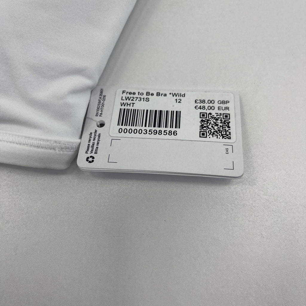 Ladies Lululemon Free to Be Wild Sports Bra White A/B Cup size UK 16 US 12  BNWT