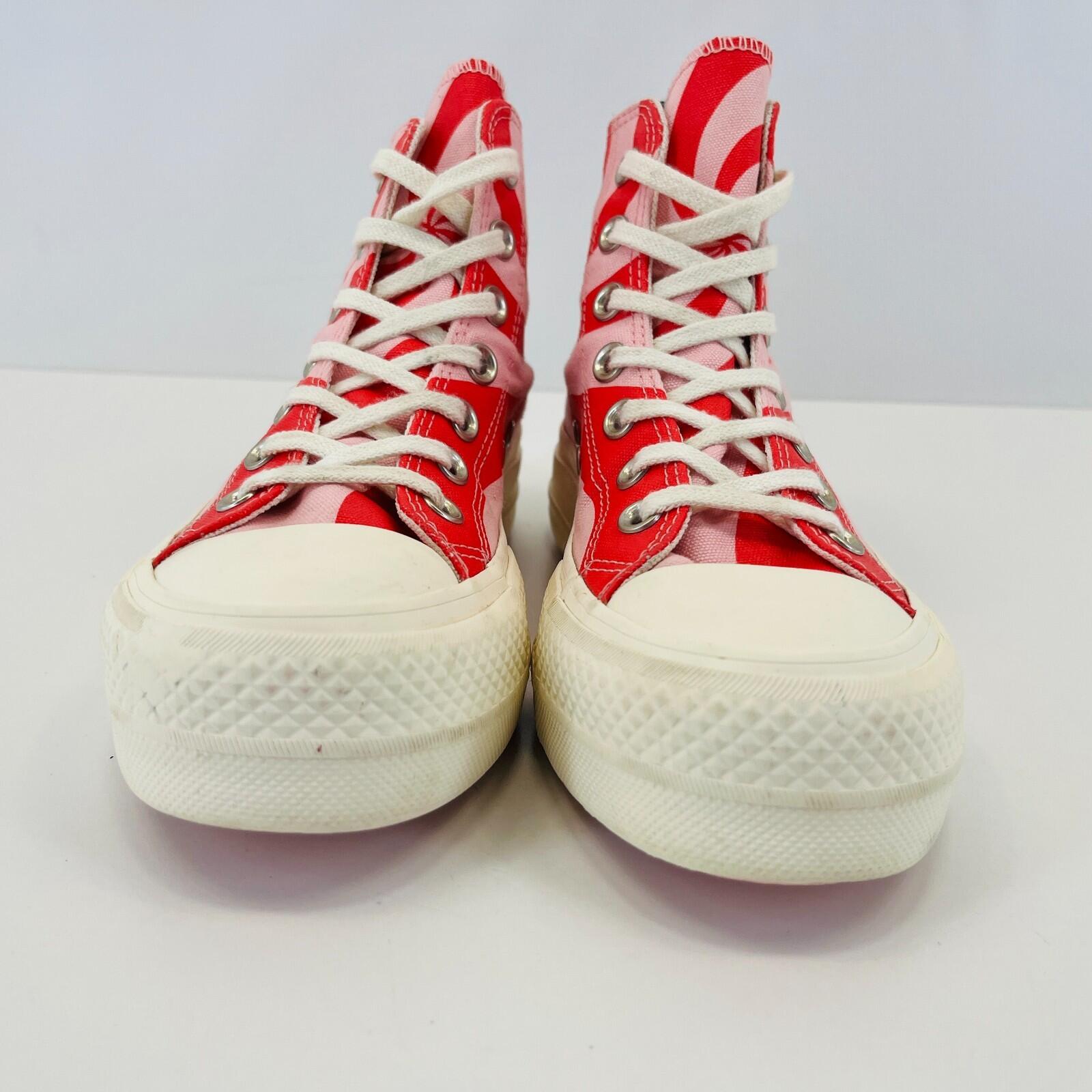Converse All Star Chuck Taylor Hi-Top Pink/Red Strawberry Swirl Trainers UK 3
