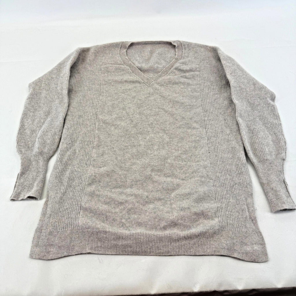 Wrap 100% Cashmere V Neck Jumper Long Sleeve Grey UK size 10 Relaxed Fit