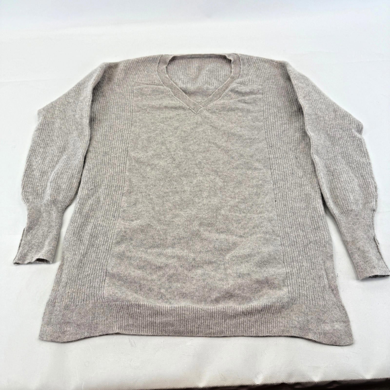 Wrap 100% Cashmere V Neck Jumper Long Sleeve Grey UK size 10 Relaxed Fit