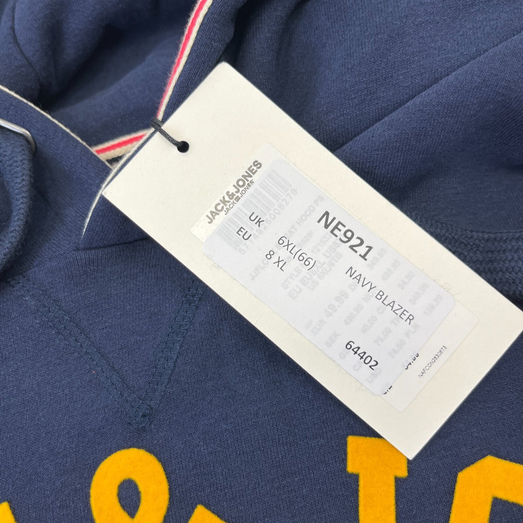 Jack & Jones Navy Logo Pullover Hooded Hoodie with Pockets Men's size 8XL