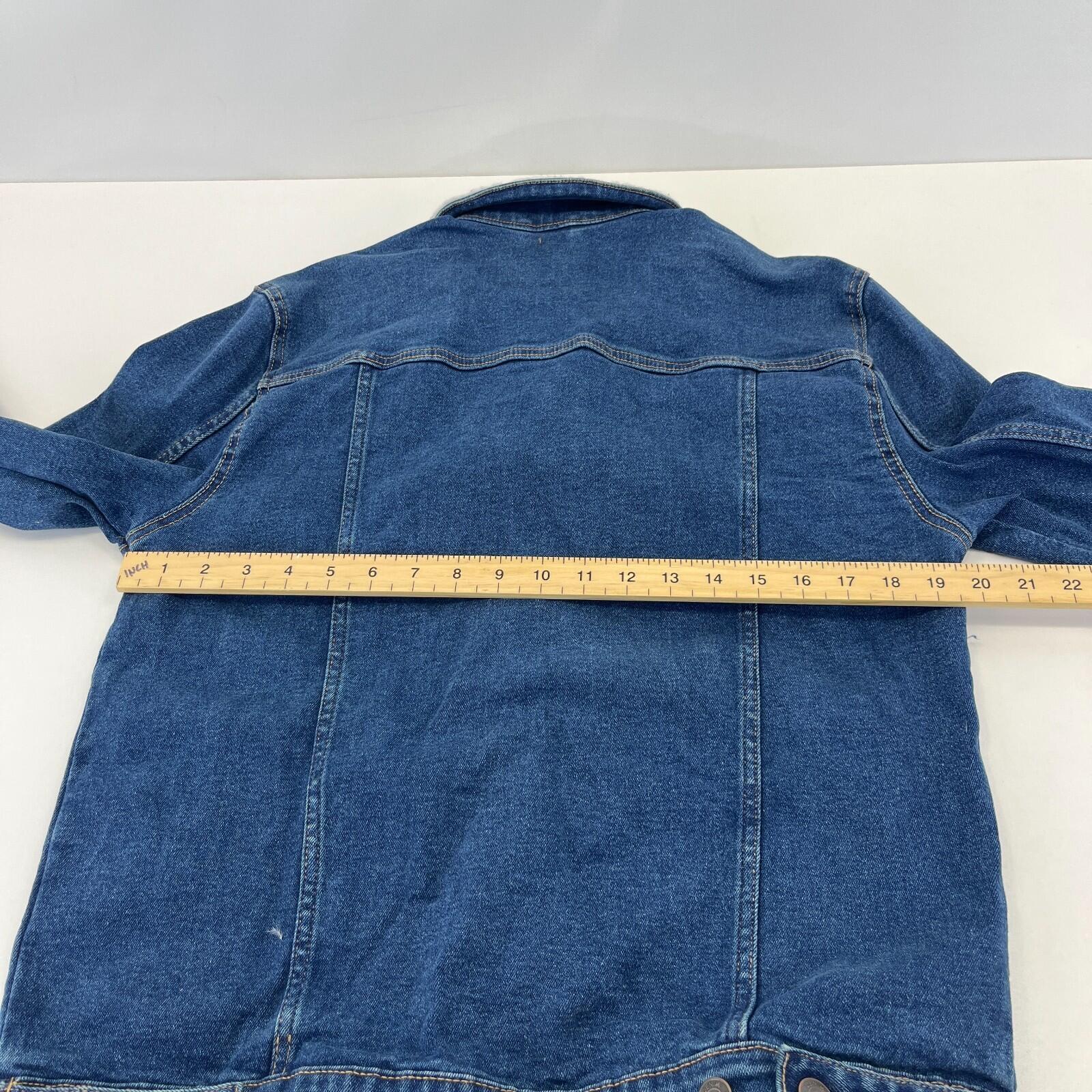 Denim Project Blue Denim Trucker Jacket with Sherpa Collar size Medium