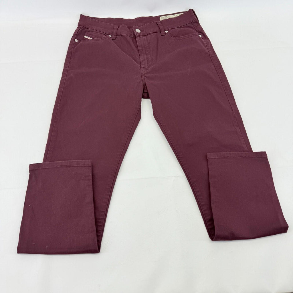 Diesel D Roisin Denim Jeans Slim Stretch Burgundy Red Womens Waist 31" - Leg 30"