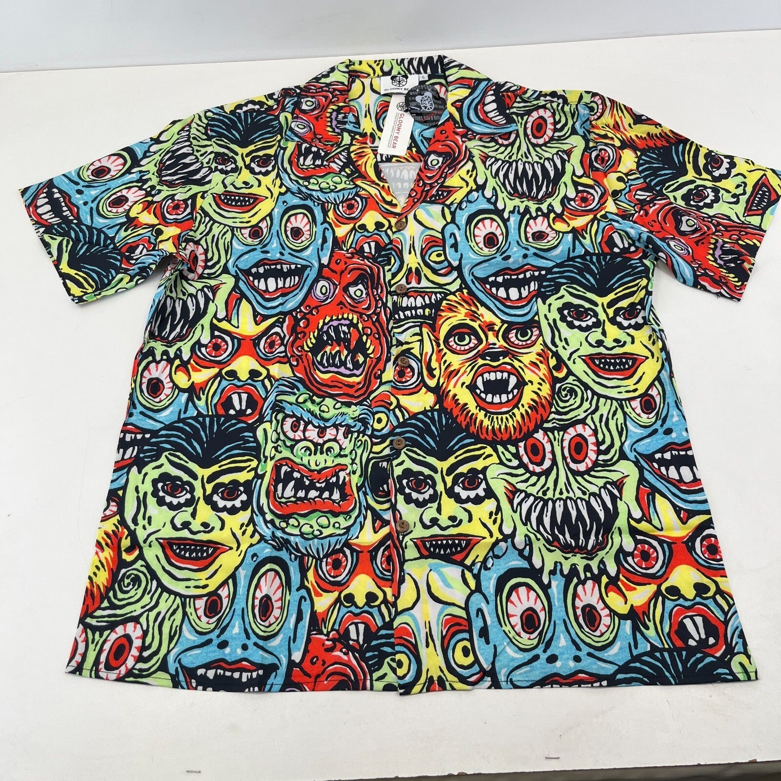 Gloomy Bear AOP Short Sleeve Shirt Horror Monsters Print size L - Sh*te Shirt